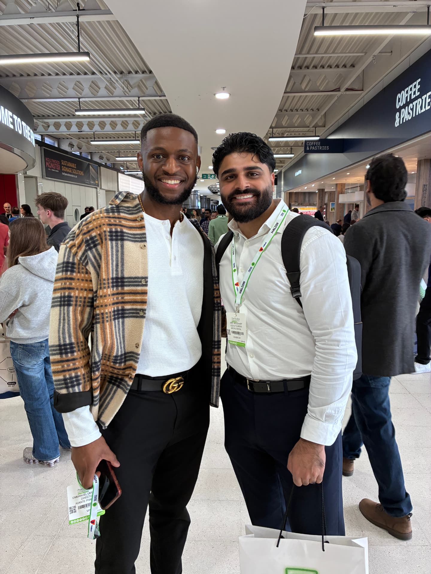 Simy Choudhary with Emmanuel Ume, Director of Avante Pharmacy, at the Pharmacy Show 2026