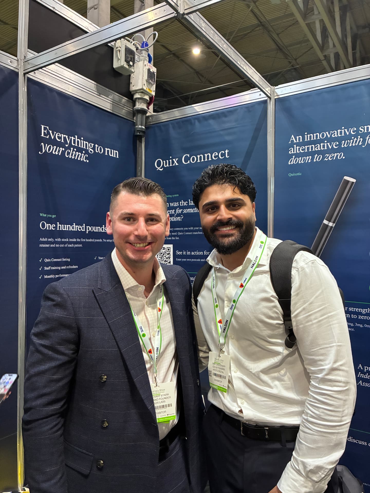 Simy Choudhary with Harry Starr, founder of Quix Labs, at the Pharmacy Show 2026