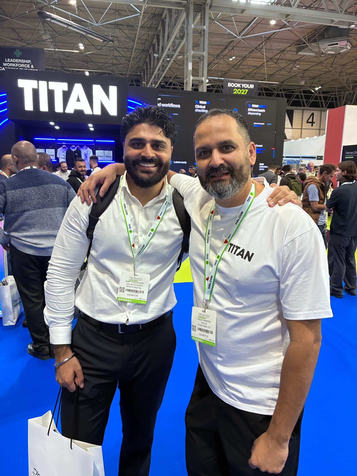 Simy Choudhary with Sajid Ramzan of Titan PMR at the Pharmacy Show 2026