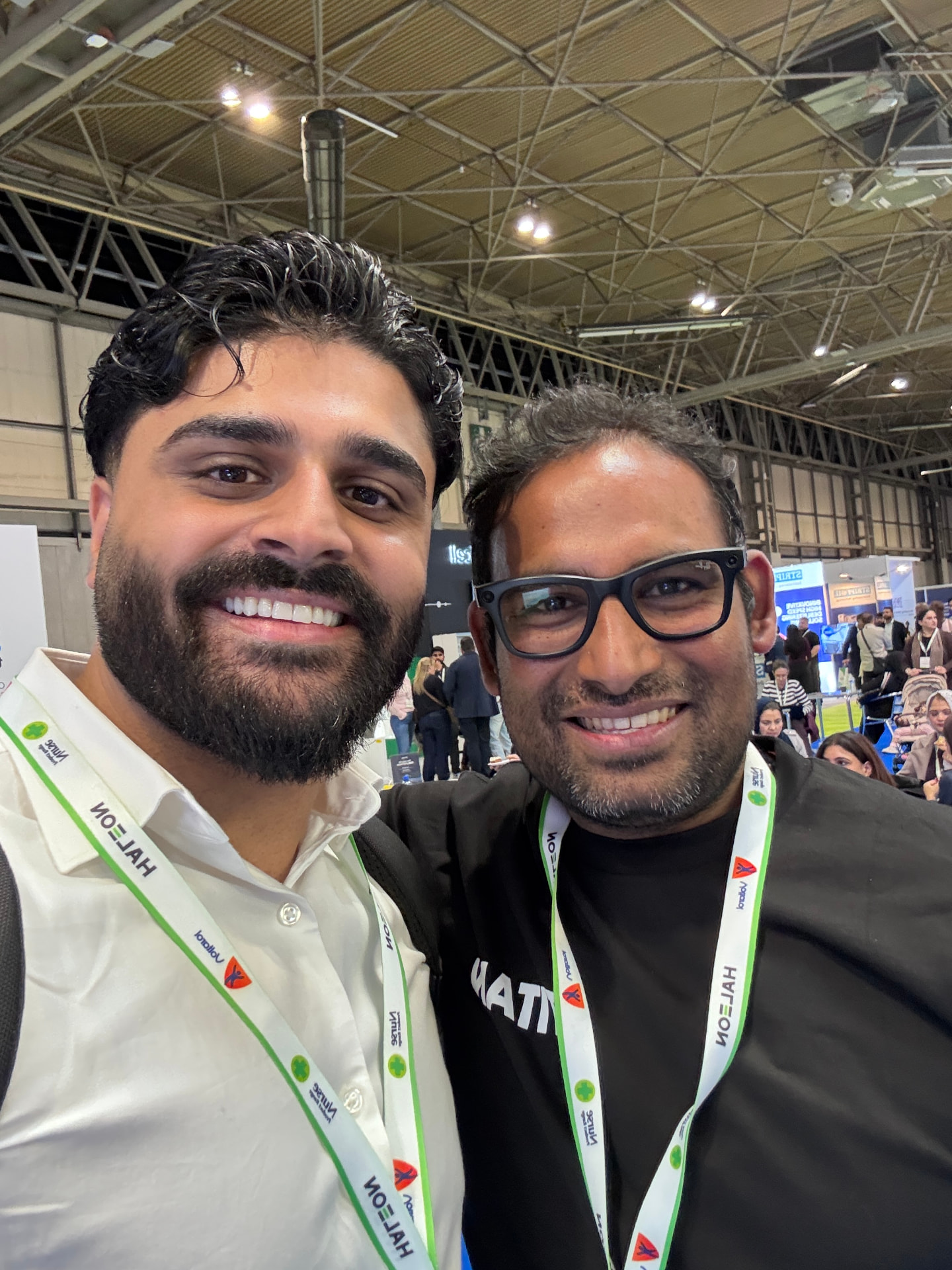 Simy Choudhary with a fellow exhibitor at the Pharmacy Show 2026